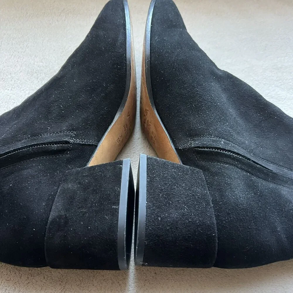 VINCE Black Suede Leather Ankle Boots Women’s 7 M Soft Square‎ Toe Side Zip